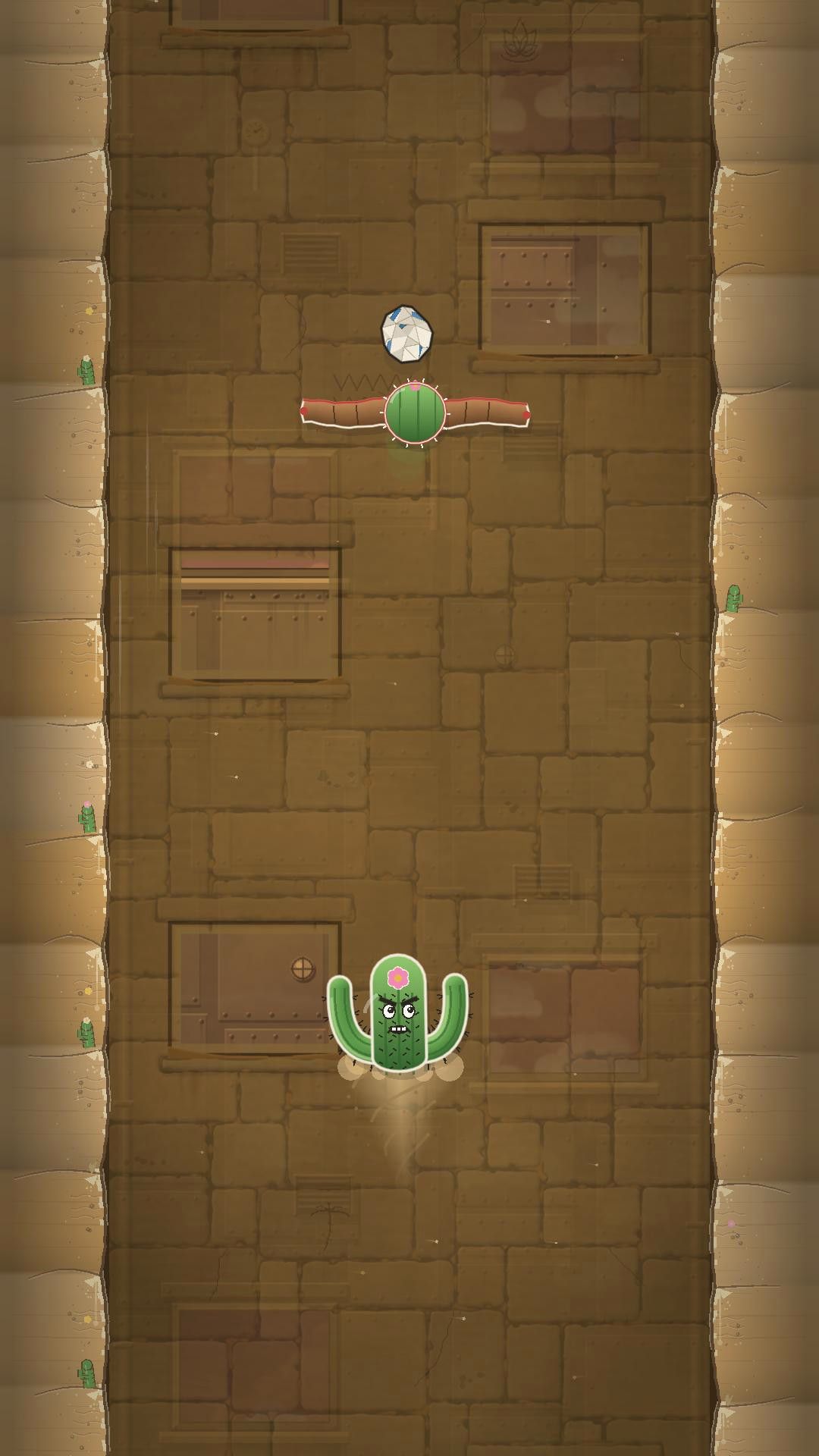 A crumpled paper plane just above a cactus ball's spreading roots, with the saguaro below