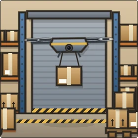 Depot — Cardboard girders, stacked parcels, packing tape everywhere.